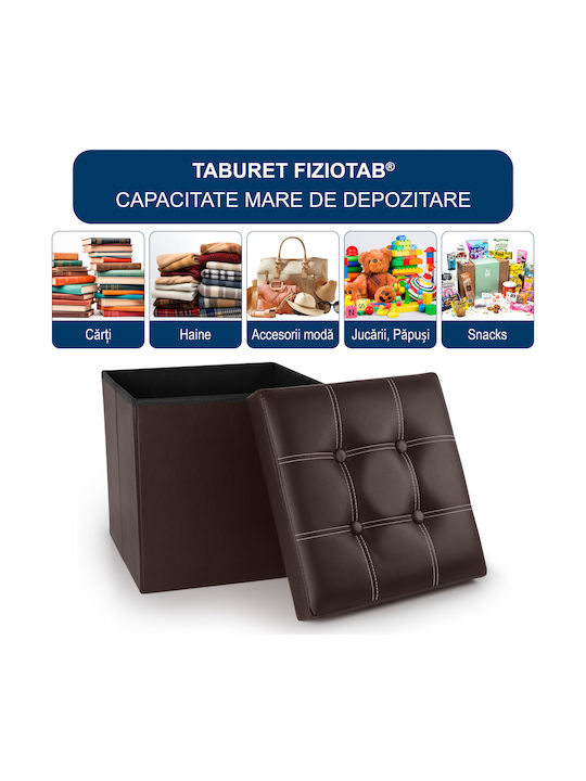 Stool Footstool With Storage Space Leather Brown 38x38x38cm