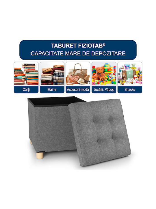 Suport Pentru Picioare Cu Spațiu De Depozitare Tapițat Cu Țesătură Gri 38x38x38cm Taburet Cu Lemn Gri 12