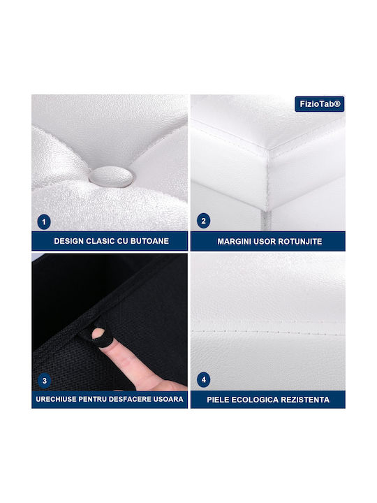 Scaune Suport pentru picioare Cu spațiu de depozitare Tapițat cu Piele Ecologică Alb 38x38x38buc