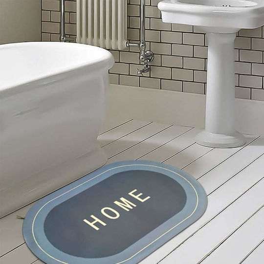 Antiderapant Covoraș de Baie Oval Light Grey/blue 77x47.5buc