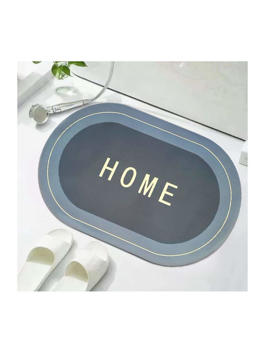 Non-Slip Bath Mat Oval Light Grey/blue 77x47.5cm