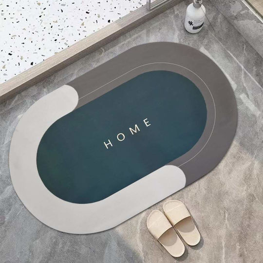 Antiderapant Covoraș de Baie Oval Gray/navy Blue 77x47.5buc