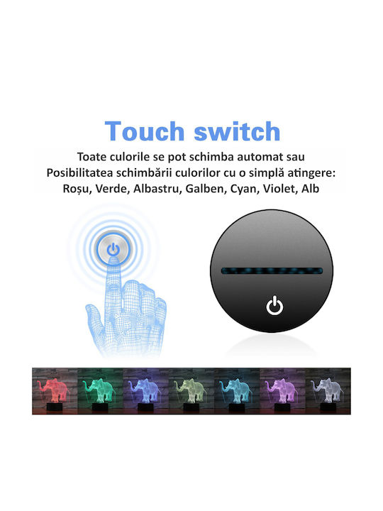 3D LED Night Light Lustră Decorativă Iluzie 3D Gri