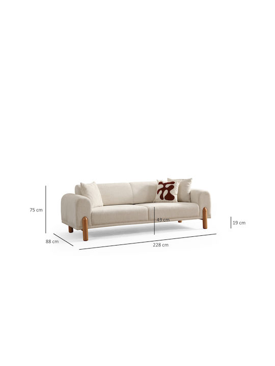 Lyke Three-Seater Couch Bed Cream 228x88x75 cm