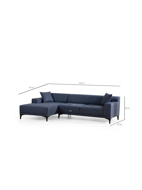 Petra Ecksofa mit Linker Ecke Blau 250x145x69cm