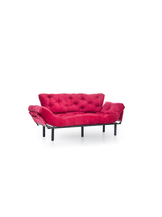 Nitta Three-Seater Couch Bed Maroon Red 185x70x85 cm
