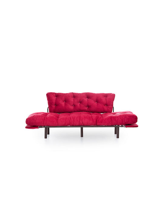 Nitta Three-Seater Couch Bed Maroon Red 185x70x85 cm