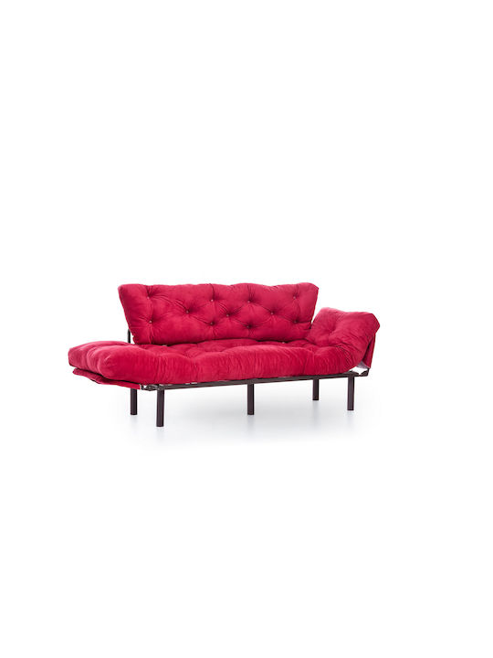 Nitta Three-Seater Couch Bed Maroon Red 185x70x85 cm