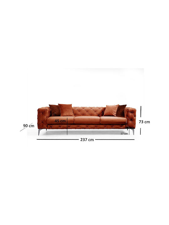 Three-Seater Couch Orange 245x95x73 cm