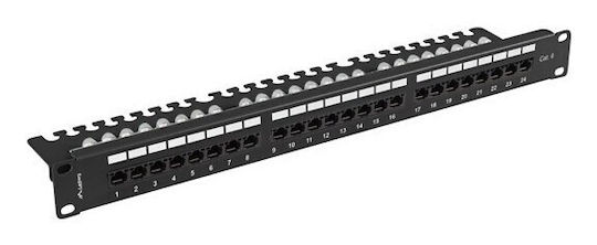 Lanberg Patch Panel for Rack 1U 19" with 24 cat6 Ports Black