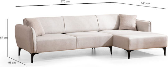 Belissimo Corner Couch with Right Corner Off White 270x140x67 cm