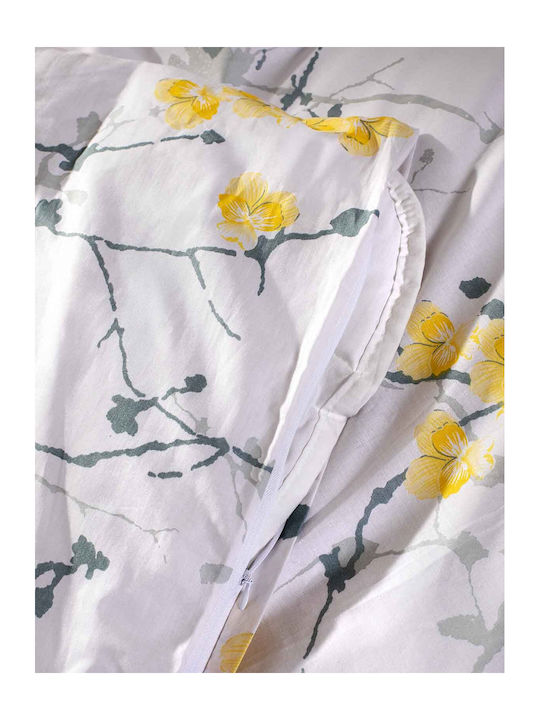 Peiraiki Patraiki Duvet Cover Set Cotton Single with Pillowcase 170x250 Exotic Flower Yellow