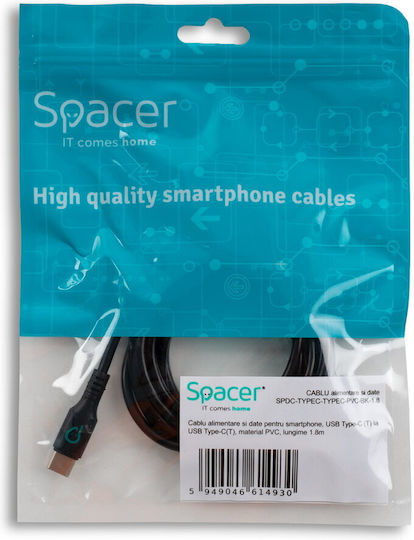 Spacer Cablu Date și Alimentare Smartphone USB Type-C M La USB Type-C M Ambalaj Pungă PVC 1.8m Negru "spdc-typec-typec-pvc-bk-1.8" Ștampilă Verde 0.08 Lei