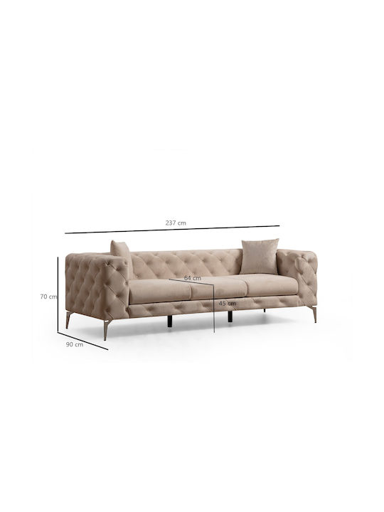 Como Canapea Cu Trei Locuri Ecru 237x90x70cm