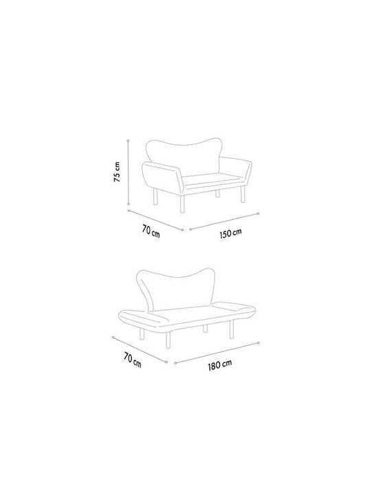 Two-Seater Couch Cream 140x65x70 cm
