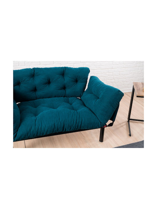 Two-Seater Couches Petrol Blue 155x70x85 cm