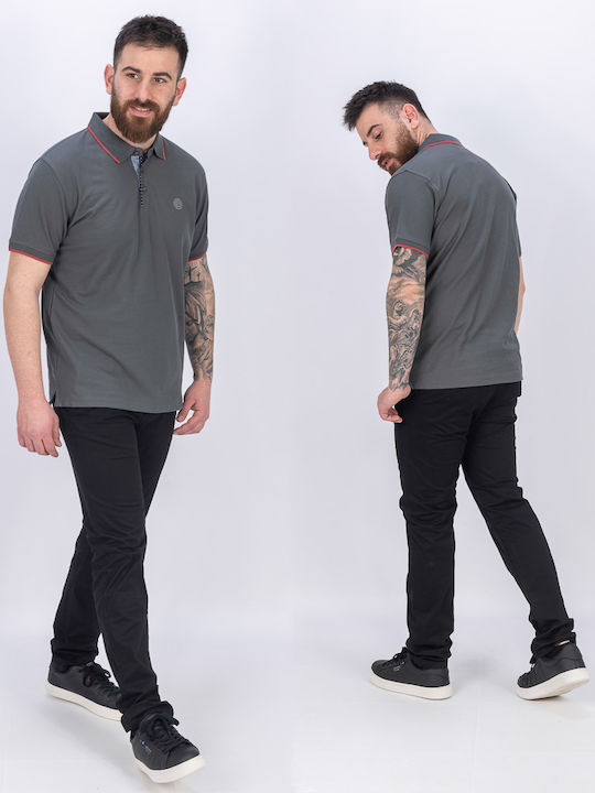 Polo Herrenbluse Kurzarm Antrazit