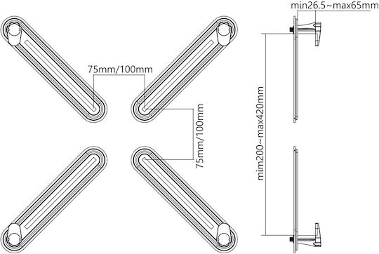 Maclean Mc-899 Universal Adapter Monitors 13-27" Without Vesa Standard Up to 8kg Suitable for Mounts Vesa Standard 75x75mm 100x100mm Monitor Adapter Set