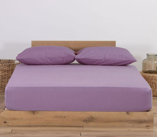 Nef-Nef Homeware Jersey Σεντόνι King Size με Λάστιχο 180x200+35εκ. Amethyst