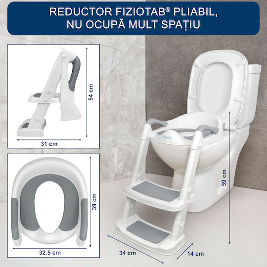Scaun De Toaletă Pentru Copii Mic Alb Cu Treaptă Cu Mânere Și Pernuță Detașabilă