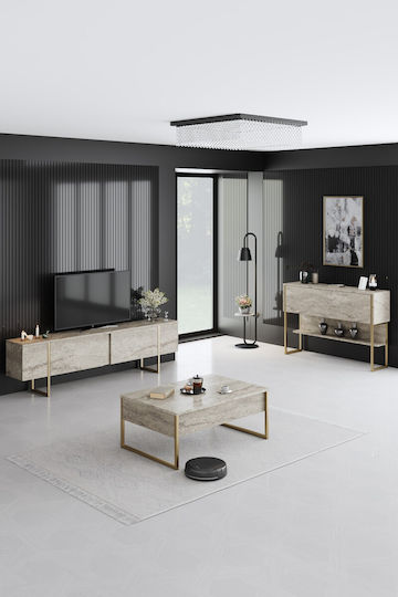 Μπουφές Luxe Travertine - Gold 120x30x80cm