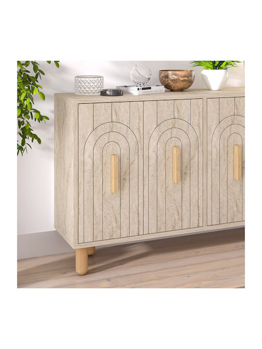 Sideboard Tiger Wooden Travertine Beige-oak 120x29.6x73.6cm