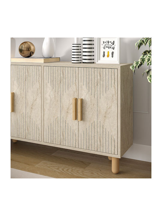 Sideboard Roger Wooden Travertine Beige-oak 120x29.6x73.6cm