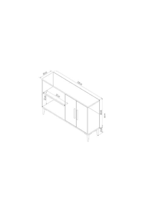 Sideboard Ansel Wooden White-gold 120x30x80cm