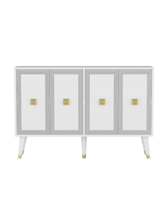 Sideboard Ansel Wooden White-gold 120x30x80cm