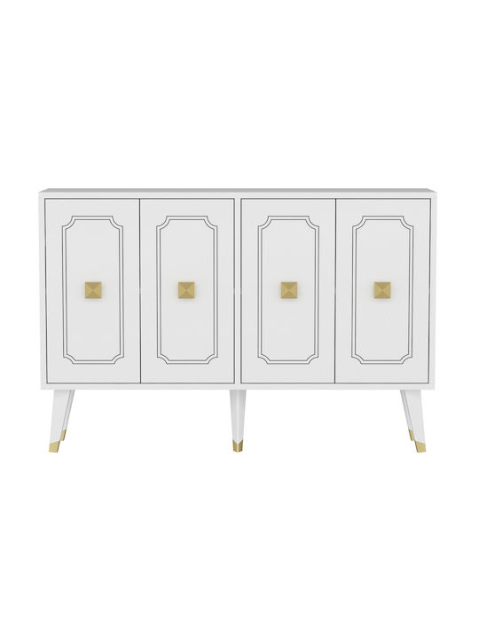 Sideboard Roland Wooden White-gold 120x30x80cm