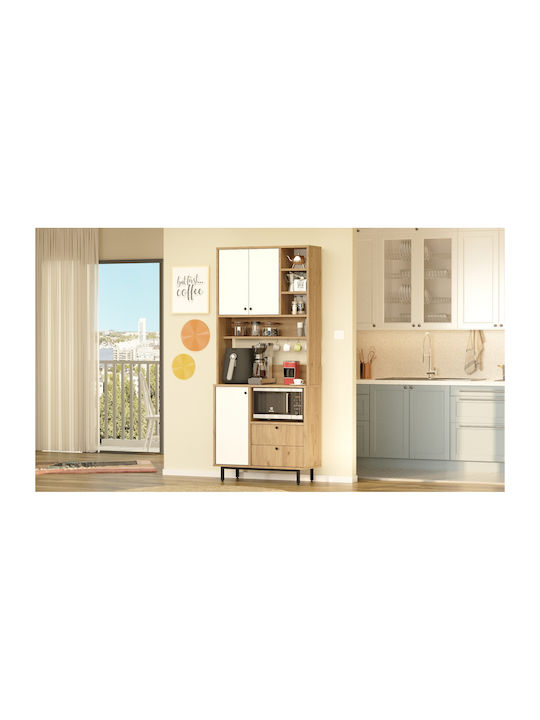 Sideboard made of Wood & Metal Oak-white 88x35.5x205cm