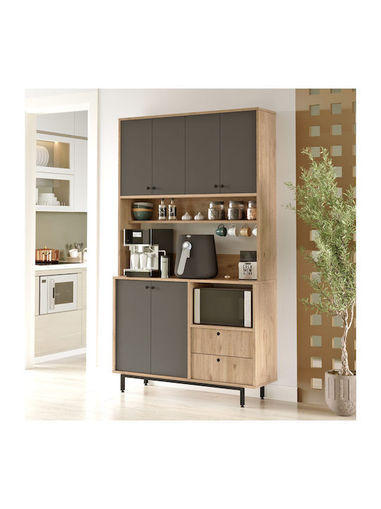 Sideboard made of Wood & Metal Black 120x35.5x205cm