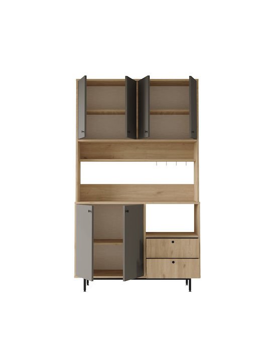 Sideboard made of Wood & Metal Black 120x35.5x205cm