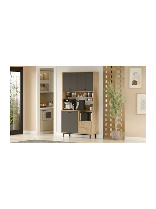 Sideboard made of Wood & Metal Black 120x35.5x205cm