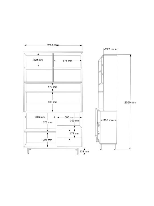 Sideboard made of Wood & Metal Black 120x35.5x205cm