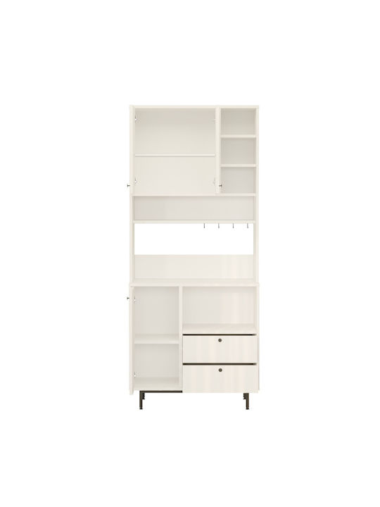 Sideboard White made of Wood & Metal White 88x35.5x205cm