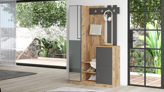 Mobilier de Intrare cu Dulap pentru Pantofi Oak-anthracite 113.6x35x180cm