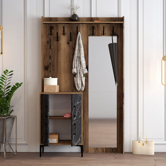 Berlin Mobilier de Intrare cu Dulap pentru Pantofi Marble Effect Black-walnut 120x35x200cm
