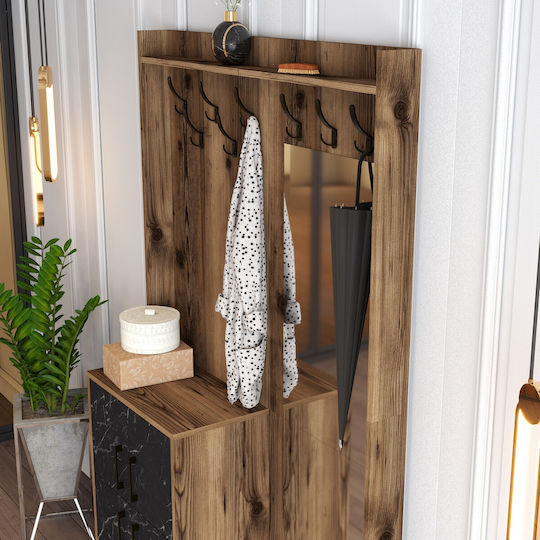 Berlin Entry Furniture with Shoe Rack Marble Effect Black-walnut 120x35x200cm