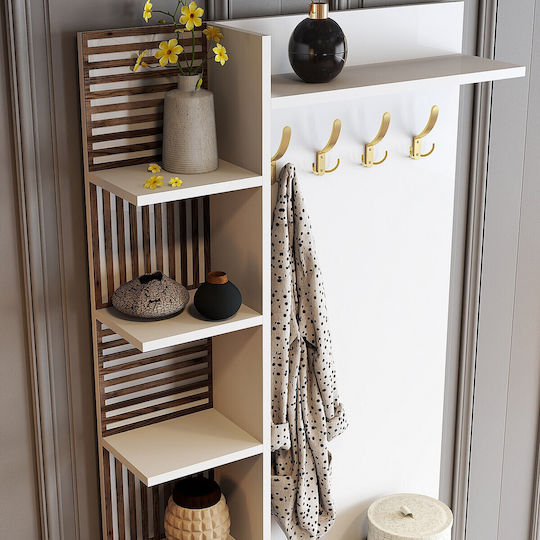 Viyana Έπιπλο Εισόδου με Παπουτσοθήκη White-gold 90x35x202εκ.