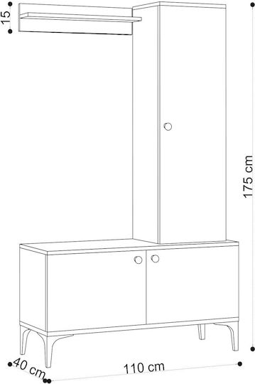 Mobilier de Intrare cu Dulap pentru Pantofi Oak-black 110x40x175cm