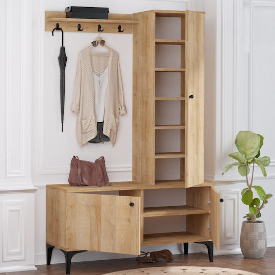 Mobilier de Intrare cu Dulap pentru Pantofi Oak-black 110x40x175cm