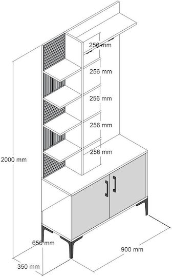 Viyana Eingangsmöbel mit Schuhschrank White 90x35x200cm