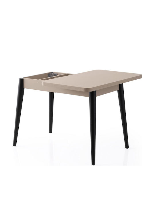 Dolunay Table Dining Room Extendable Wooden Light Mocha-black 100(+20)x60x75cm