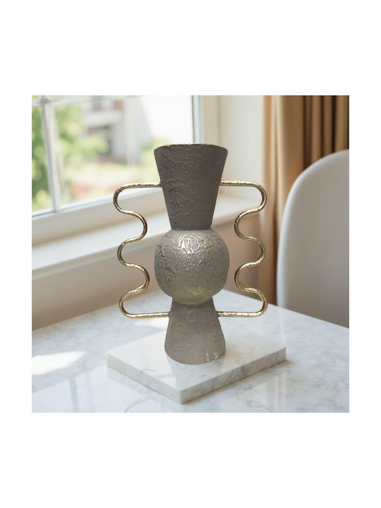 Zen Collection Metallic Green Vase With Gold Handles 30x15x40cm 51552