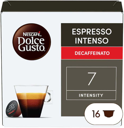 Nescafe Κάψουλες Espresso Intenso Decaffeine Συμβατές με Μηχανή Dolce Gusto 16caps