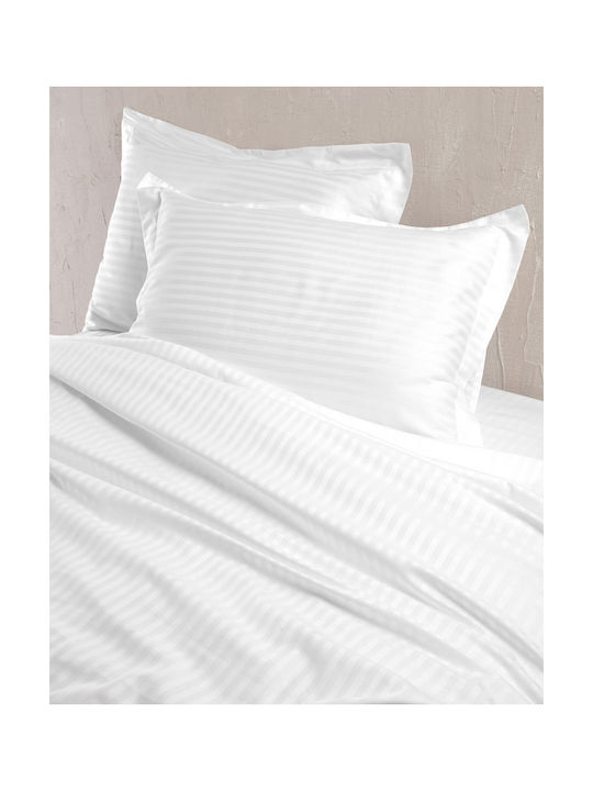 Rythmos Satin Kissenbezug-Set Oxford Weiß 50x70cm.