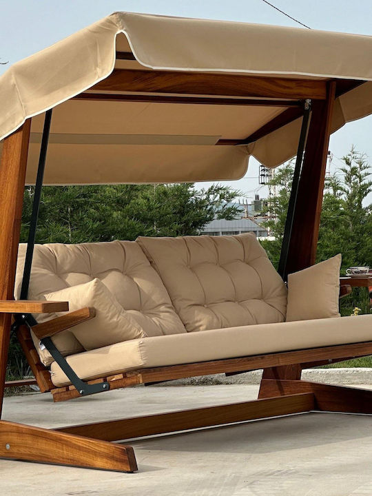Sia Κούνια με Βάση 3 Θέσεων Ξύλινη Μ235xΠ134xΥ195cm Μπεζ