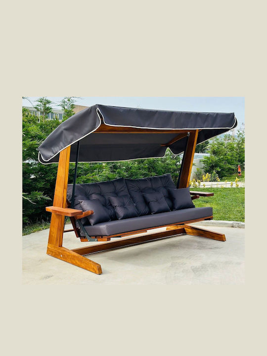 Luna Deluxe Κούνια με Βάση 3 Θέσεων Ξύλινη Μ270xΠ139xΥ195cm Μαύρη