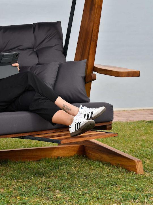 Luna Deluxe Wooden Swing Black L270xW139xH195cm